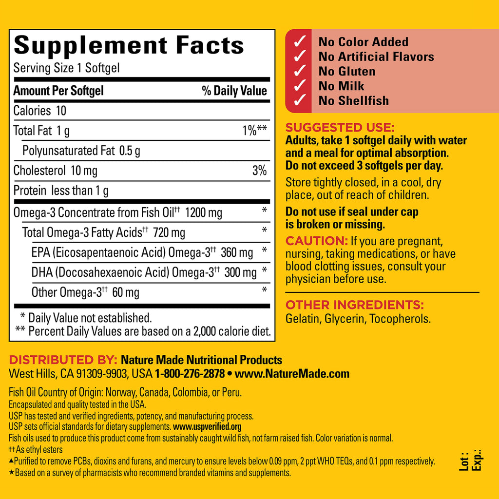 Fish Oil Omega 3 1200 mg Softgels H5648