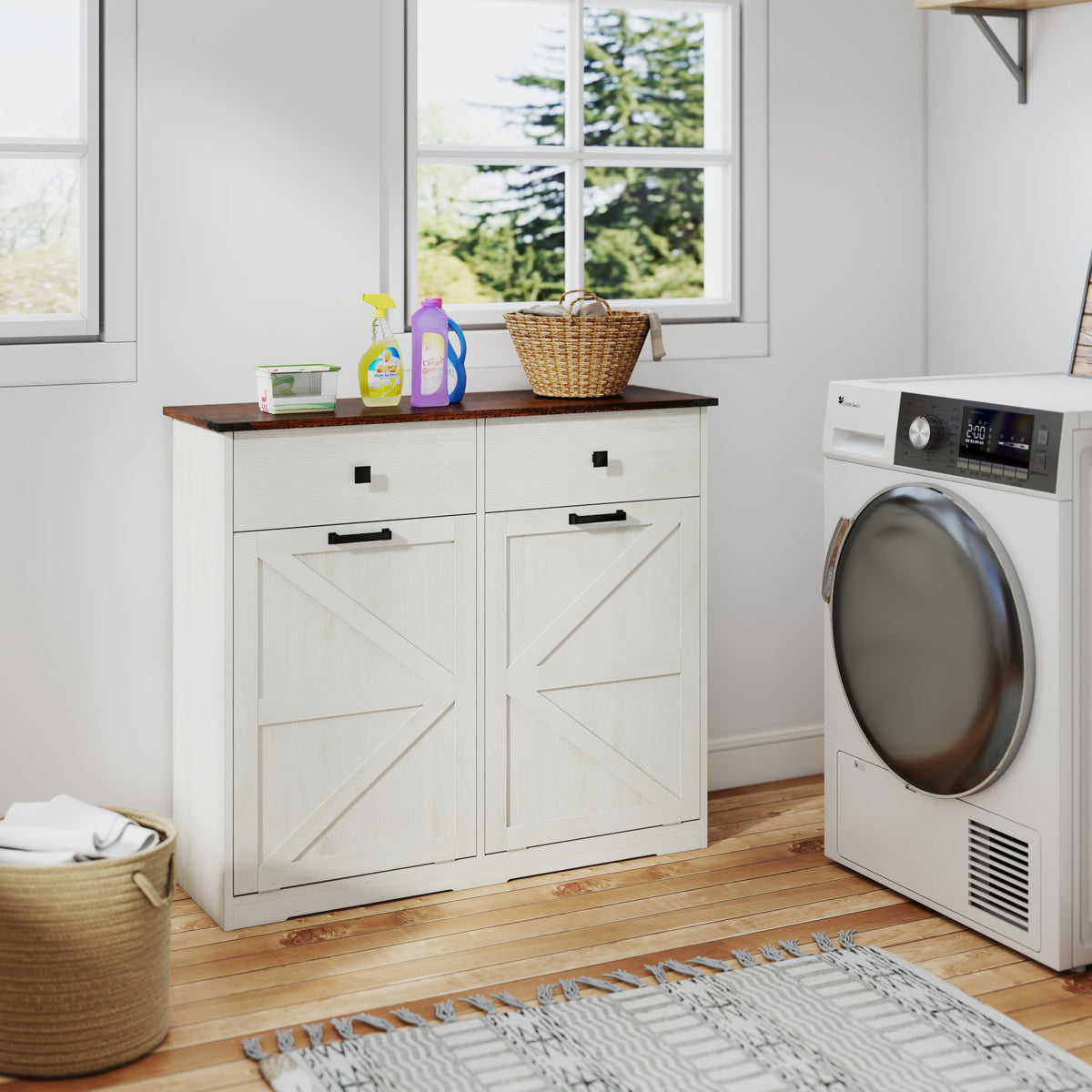 20 Gallon Double Tilt Out Kitchen Trash Can with Hideaway Drawer Q6455
