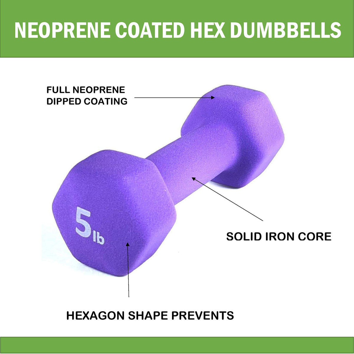 Black 10LB Set of 2 Neoprene Coated Hex Dumbbell W29287