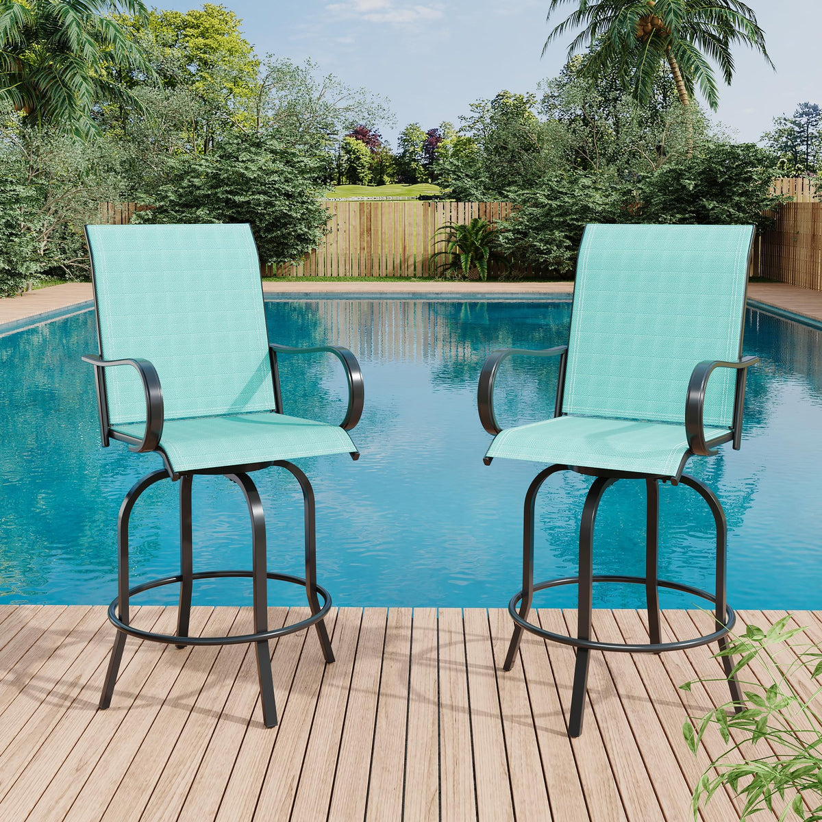 2 Piece 27.5" Patio Swivel Bar Stools K6905