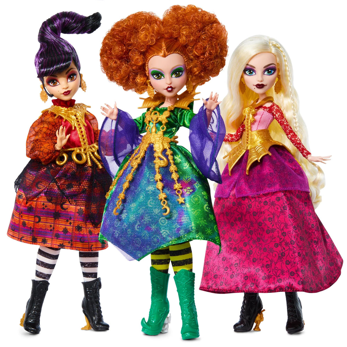 Dolls Set with Articulated Figures, Witchy Dresses, and Accessories A551