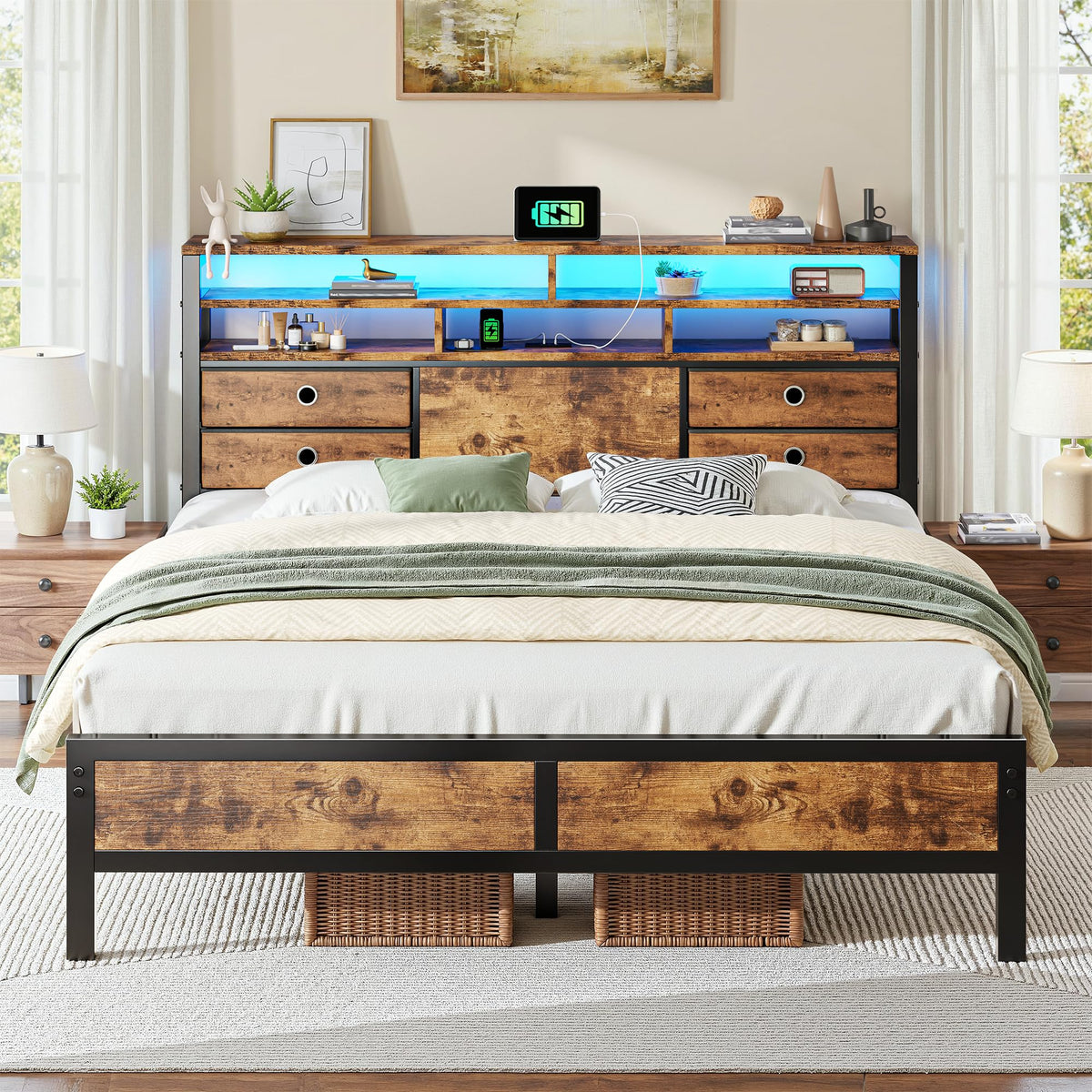 Queen Bed Frame with 4 Drawers F5489