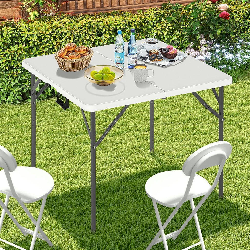 34" Square Plastic Folding Card Table with Carrying Handle N74779