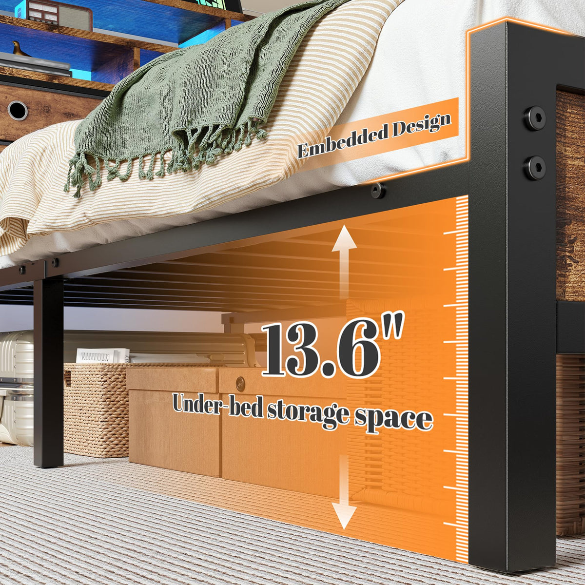 Queen Bed Frame with 4 Drawers F5489