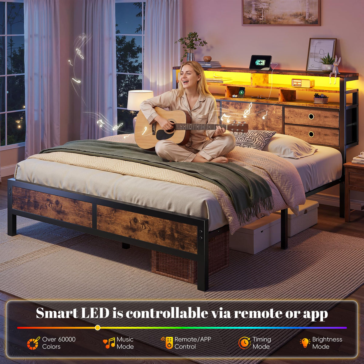 Queen Bed Frame with 4 Drawers F5489