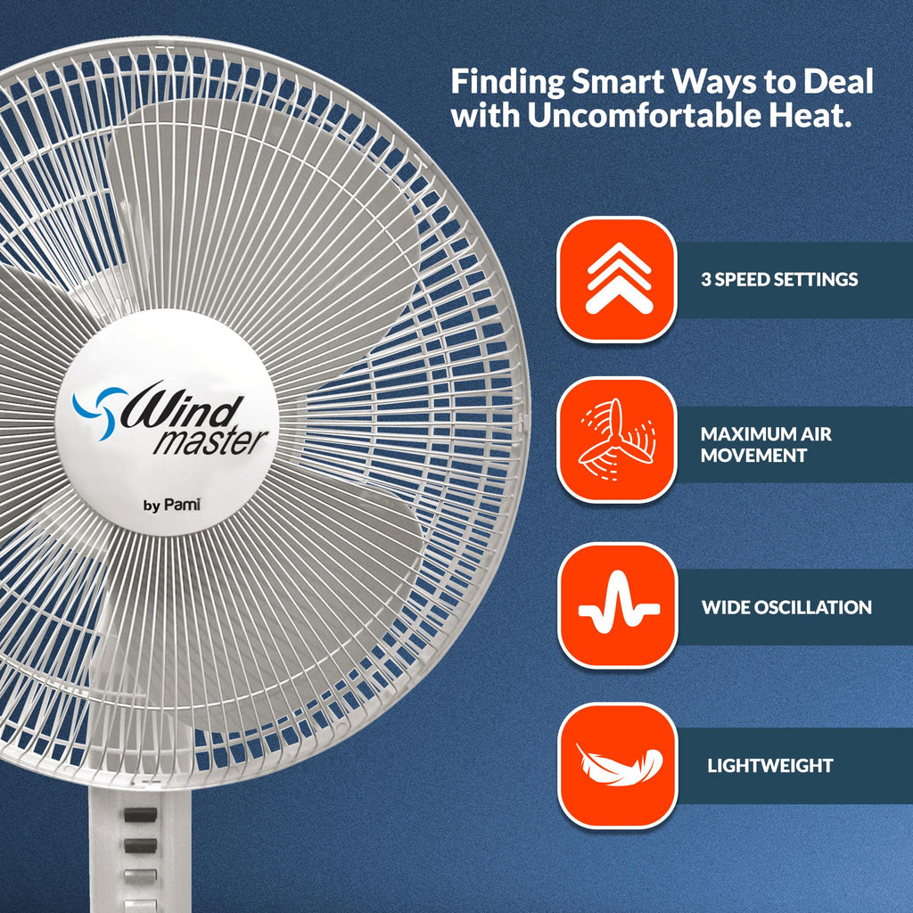 16 in Oscillating Pedestal Fan, 3 Speed, White T5939